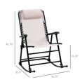 thumbnail image 3 of Outsunny 2pc Patio Foldable Rocking Chair Set w/ Breathable Mesh Seat & Backrest, Padded Headrest for Park, Backyard, Garden, Cream White, 3 of 9