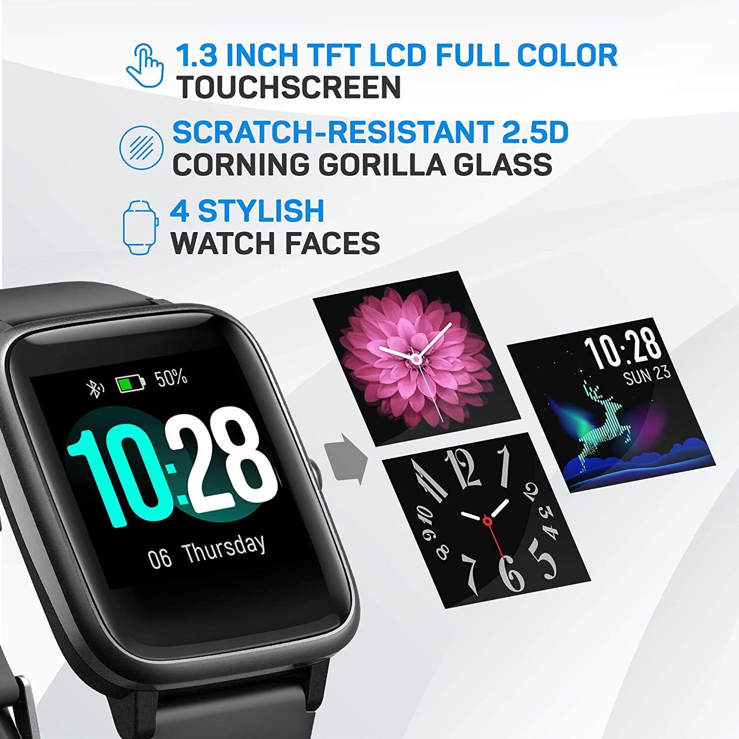 FlyFlise Move VeryFitPro Smart Watch IP68 Waterproof Fitness Tracker Heart Rate Monitor Step Counter ID205L Walmart