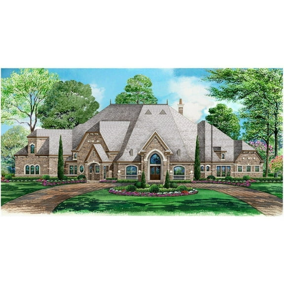 015-968: Luxury European 5 Bed, 7 Bath Luxury Home Plan, 7670 Sq Ft: Full Blueprints with License to Build by Home Plan Marketplace - Lesuto