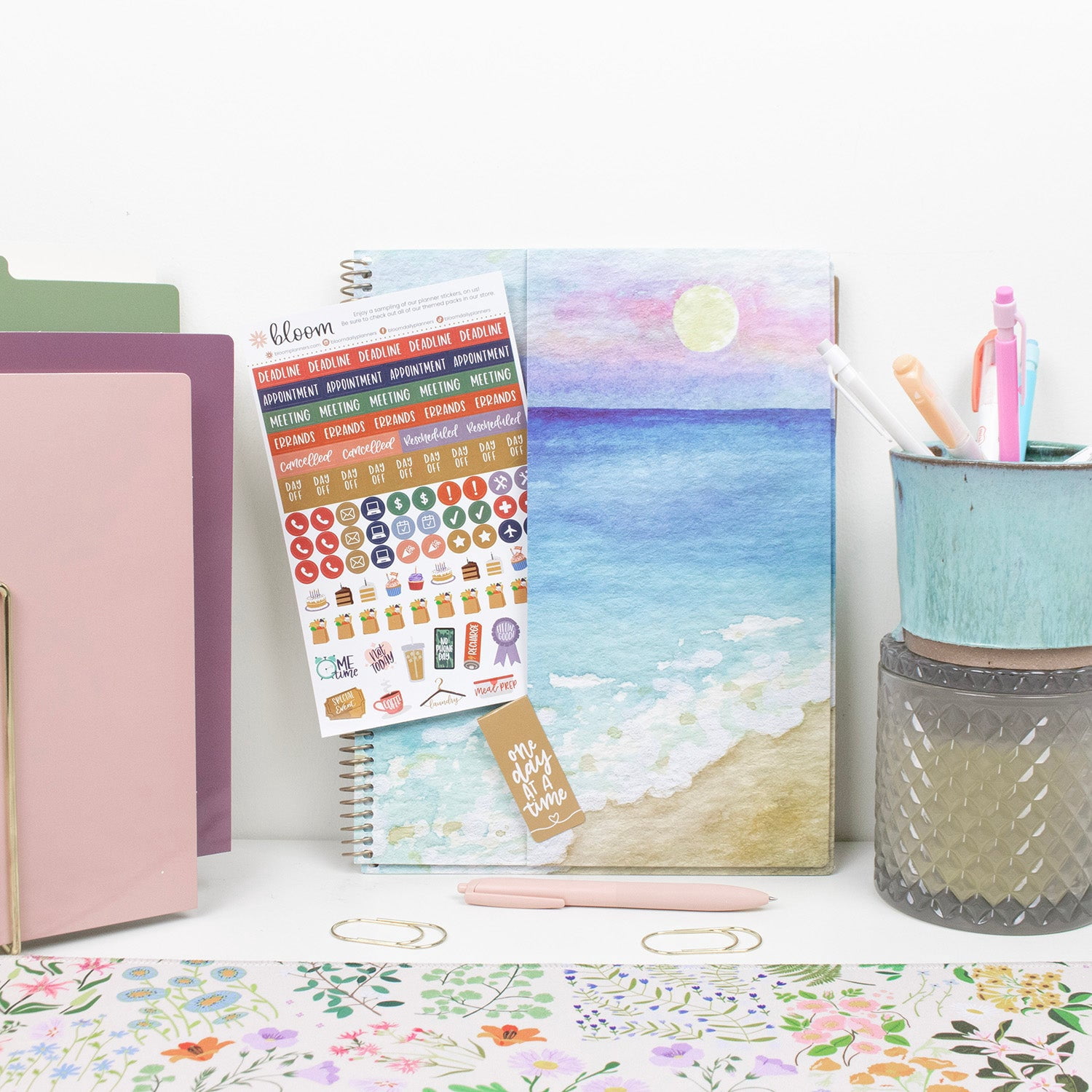bloom daily planners 2026-2027 Academic Planner, 13 Month Monthly & Weekly, 8.5" x 11" Soft Cover, Stickers Included, Coastal Calm