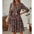 thumbnail image 5 of Summer Dresses for Women 2026 Mini Elbow Sleeve Elastic Waist Summer Vacation Outfits Floral Bodycon Party Club Wedding Guest Dress, 5 of 6