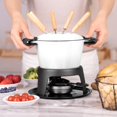 thumbnail image 4 of Juego de ollas para fondue de hierro fundido Mabeeze para queso, chocolate o carne - Olla esmaltada en blanco de 1,6 cuartos - Incluye 6 tenedores para fondue, 4 of 5