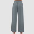 thumbnail image 5 of Mepaouo Women's Wide Leg Striped Pants Casual Drawstring Elastic Low Rise Pajama Pants(Grey,L), 5 of 7