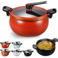 thumbnail image 1 of Multifunctional Large Capacity Non-stick Pressure Cooker, 8QT Micro Pressure Cooker Fast Cooking Cookware, Push-Pull Latch Opening/Closing, Rapid Heat Conduction, for All Stovetop (Red), 1 of 8