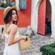 thumbnail image 2 of Bolso de mano Kseymeir Straw Clutch con asa superior para mujer, color caqui, 2 of 8