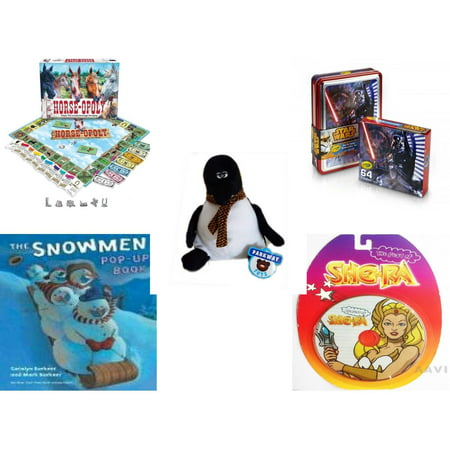 Children's Gift Bundle [5 Piece] -  Horse-Opoly Board  - Crayola Crayons Star Wars Darth Vader Collectible Tin  - Parkway s Penguin  9