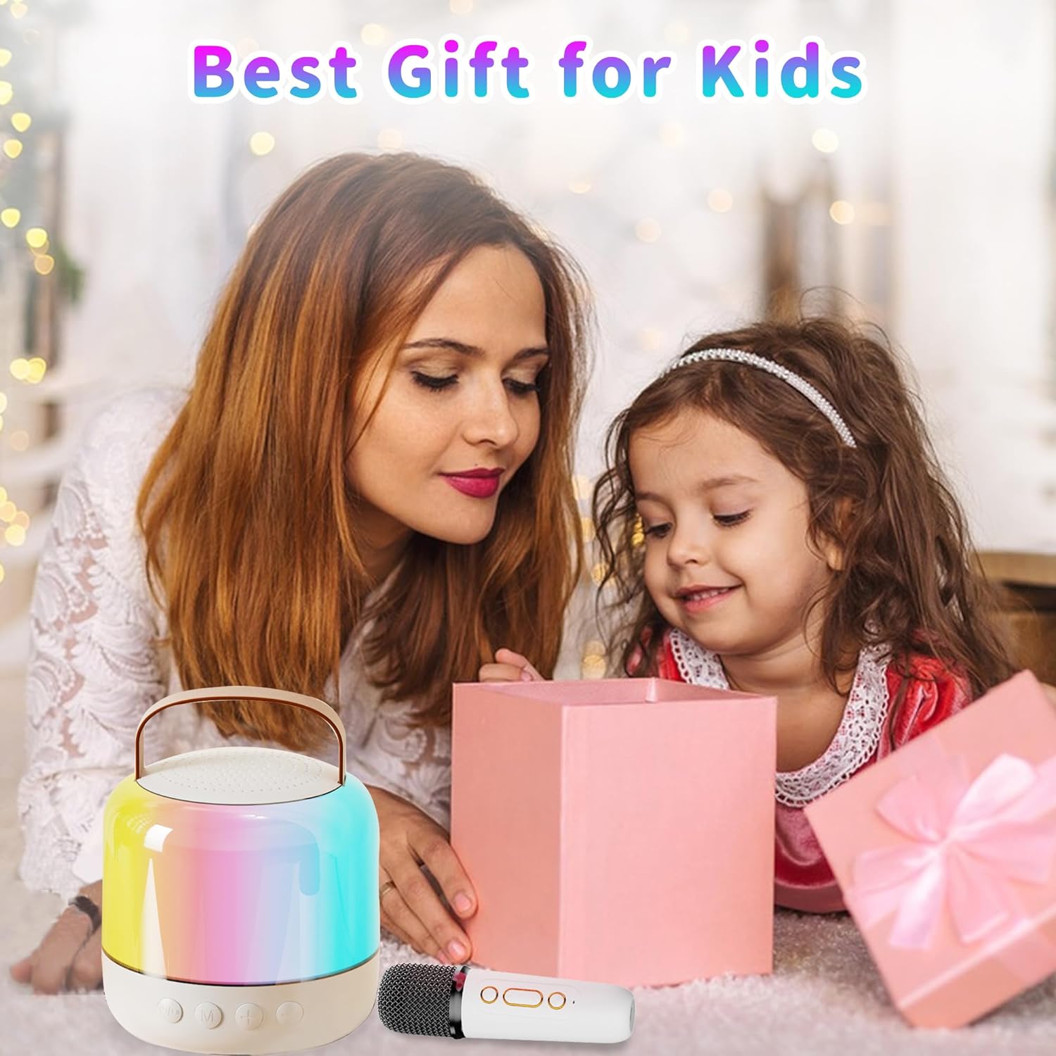 Mini Karaoke Machine for Kids Adults, Portable Bluetooth Speaker with 2 Wireless Microphones and LED Lights, Karaoke Toys Gifts for Girls Boys 4, 5, 6, 7, 8, 9,10,12+ Years Christmas Birthday Party