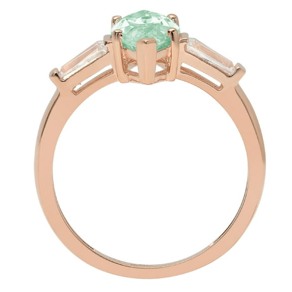 2 ct Marquise Cut Simulated Green Diamond Three-Stone Engagement Ring for Women in 18K Rose Gold
