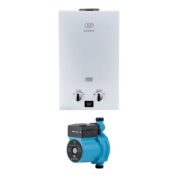 Combo Calentador de Agua Instantáneo Para 2 Regaderas, 1 Lavabo Y Presurizador de Agua 35 1/4 HP AVERA C12LPR35L