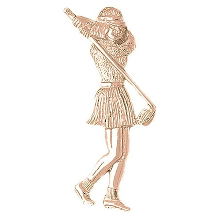 14K Rose Gold Lady Golfer Pendant - 57 mm