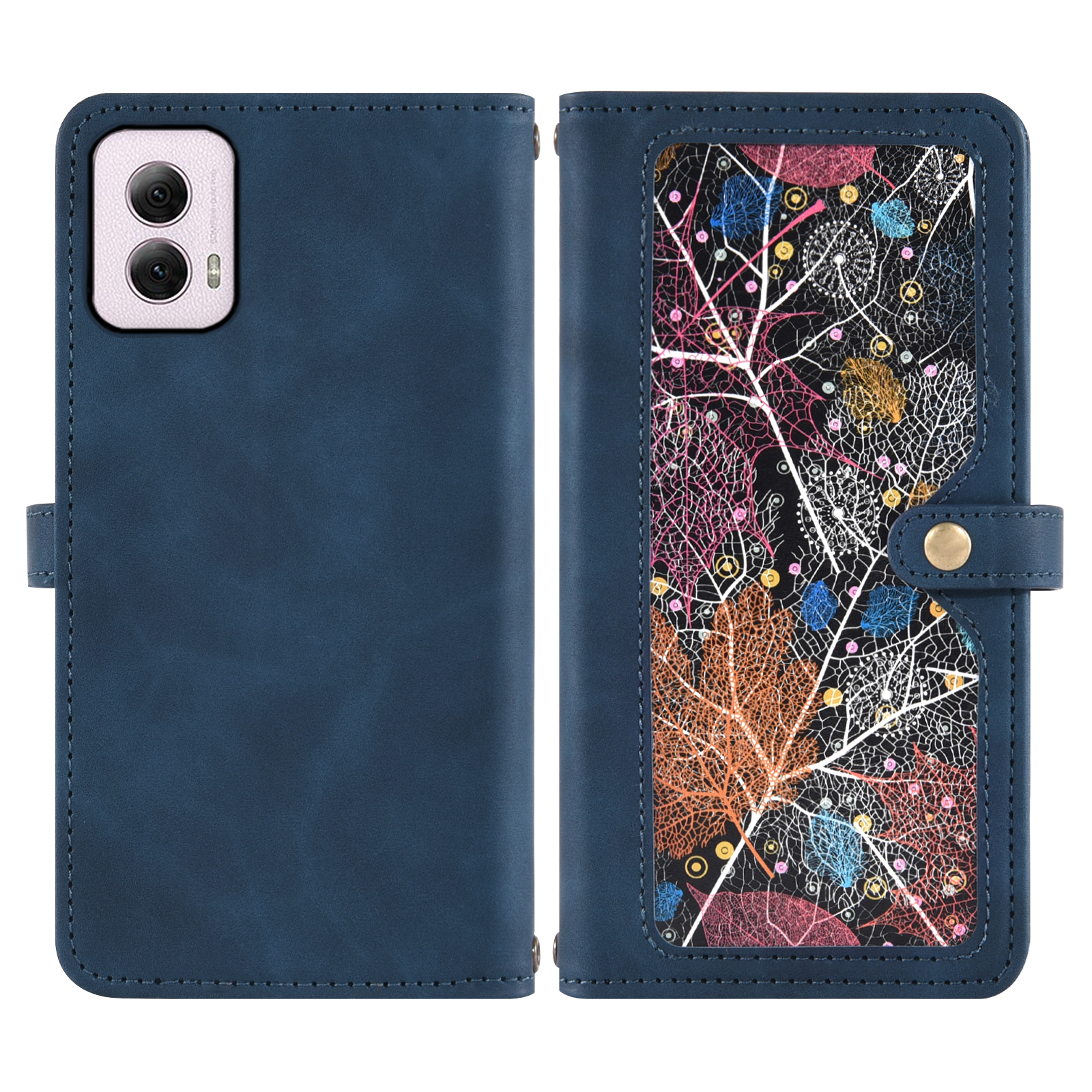 Asuwish Phone Case for Motorola Moto G Power 5G 2024 Wallet Cover With Tempered Glass Screen Protector Crossbody Wrist Strap Flip Pattern Zipper Credit Card Holder Stand Slot Cell G5 Women Men Blue