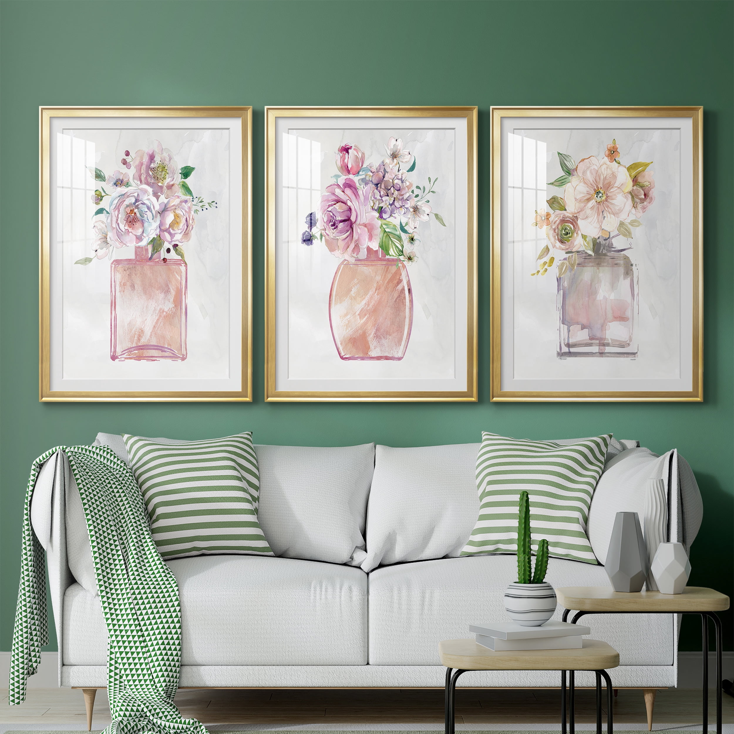 Fragrance of Summer I Premium Framed Prints Set of 3 - Ready to Hang - 30.5 x 42.5 Each - Gold Frame