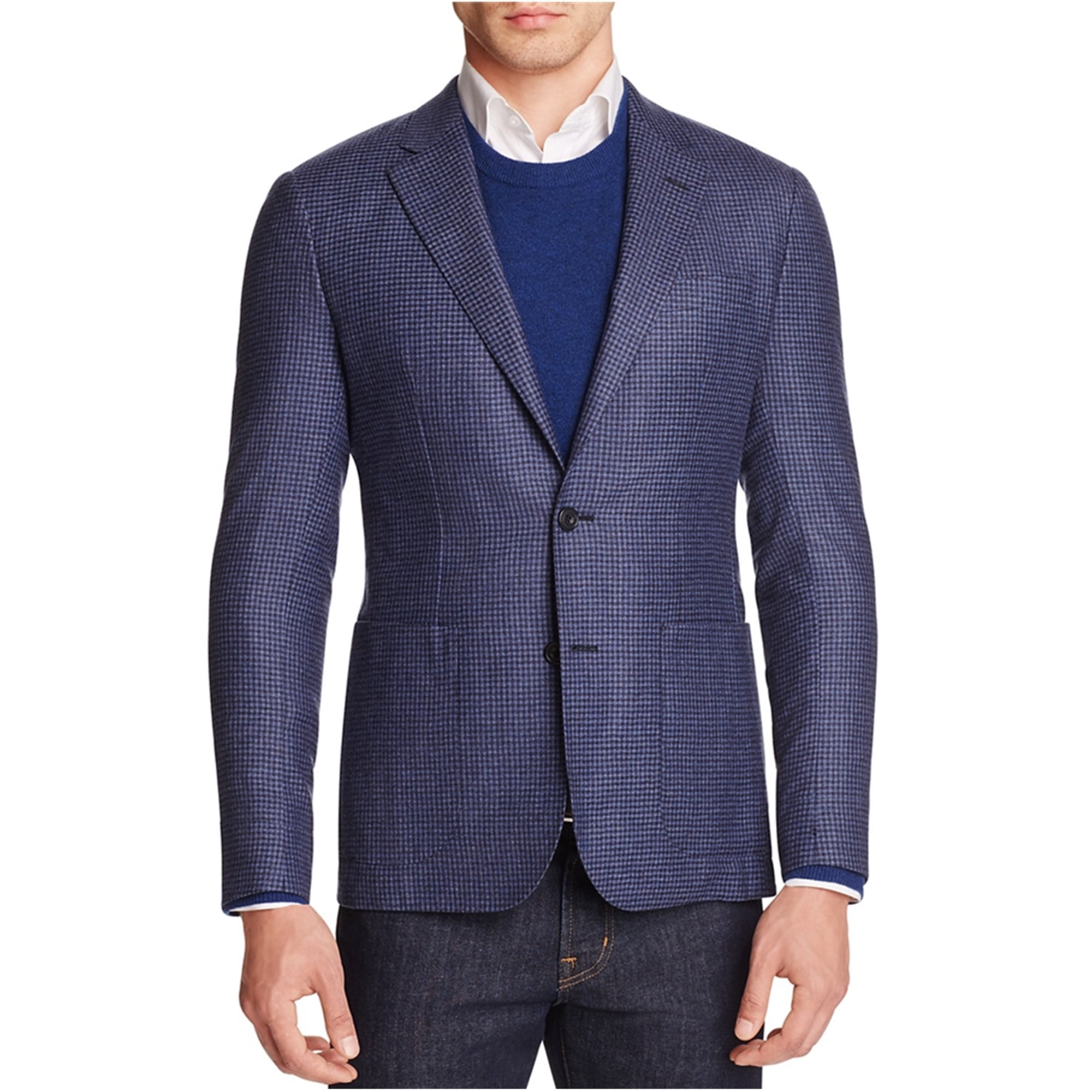 Hardy Amies - Hardy Amies Mens Wool Two Button Blazer Jacket, Blue, 38 ...
