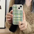 thumbnail image 1 of Estuche de piel sintética con patrón de cuadrícula coreana para iPhone, linda funda protectora suave para iPhone 14 Plus 11 12 13 Pro Max zhangyuxiang LED, 1 of 2