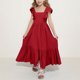 thumbnail image 3 of Odeerbi 4-15 Años de Las Niñas de Verano de Algodón de Lino Maxi Vestido Con Cuello Cuadrado de La Espalda de Arco Ruffle Tierrado Vestido de Línea A Para Las Vacaciones de La Playa de La Fiesta, 3 of 8