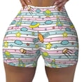 thumbnail image 2 of Haiem Space Doodle No Front Seam Biker Shorts for Women Yoga Workout Gym Bike Shorts with Tummy Control Moisture-Wicking-X-Large, 2 of 9