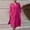 Hot Pink, variant on SMihono Summer Cotton Linen Shirt Dress for Women Solid V Neck Short Sleeve Button Dresses Plus Size Loose Side Split Dress Army Green XL