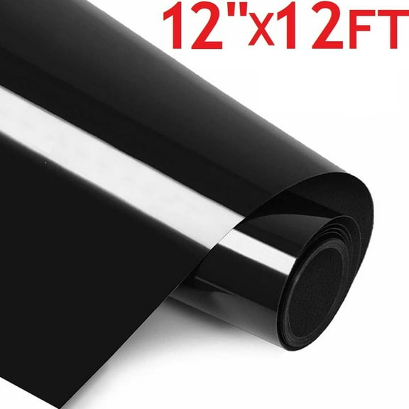 12" x 12FT Black HTV Iron On Heat Transfer Vinyl 12 Feet Roll for T Shirt Cricut