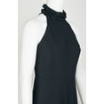 thumbnail image 3 of Marina Ruffled Halter Neck Keyhole Back Solid Jumpsuit-BLACK / 4, 3 of 3