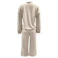 thumbnail image 4 of Ltctricy Sweatsuits for Women Long Sleeve Mock Neck Pullover Sweatshirt Wide Leg Pants Matching Lounge Sets 2 Piece Tracksuits(Beige,Large), 4 of 6