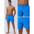 thumbnail image 4 of DARING DIVA Men's Drawstring Waist Mesh Liner Back Pocket Swim Shorts 34 Blue, 4 of 5