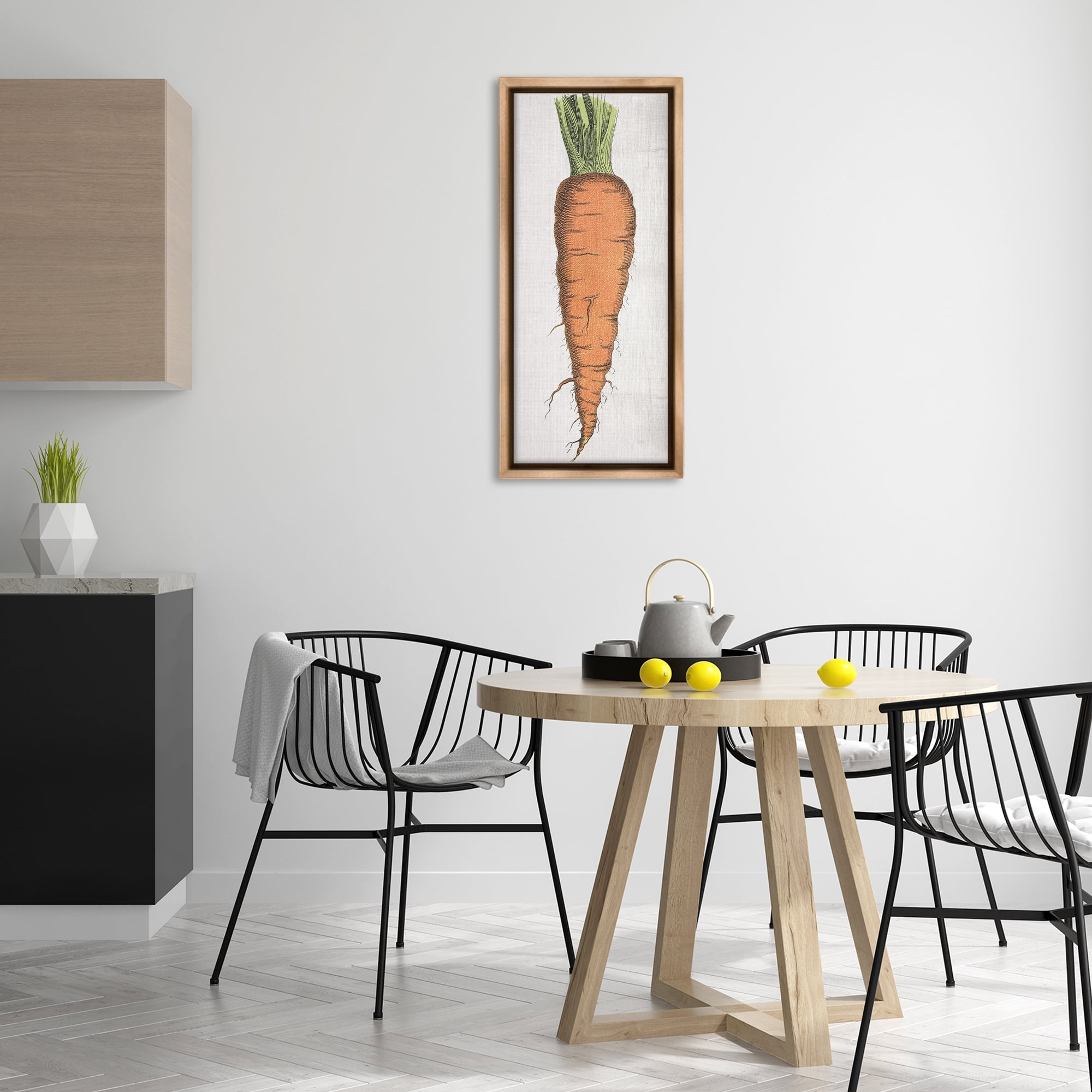 Stupell Industries Detailed Carrot Study Food & Beverage Painting Brown Floater Framed Canvas Art Print Wall Art, 14 x 31