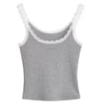 thumbnail image 5 of BUIGTTKLOP Camisole Tops for Women with Built in Bra Lace Spaghetti Strap Sleeveless Shirts Sqaure Neck Ribbed Knit Crop Tank Tops, 5 of 6