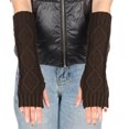 thumbnail image 5 of Elainilye Fashion Women's Winter Fingerless Gloves Rhombus Knitted Wool Gloves Winter Warm Half Finger Mittens Fingerless Long Gloves,Brown, 5 of 7
