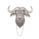 thumbnail image 2 of Escultura de pared con cabeza de animal de resina, diseño de búfalo, decoración espacial 3D, cabeza de búfalo pequeña, de resina para sofá, Plata, 2 of 9