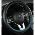thumbnail image 2 of Full Leather Universal Car Steering Wheel Cover Breathable Anti Slip Car Decoration 37-38cm Steering Wheel Cover Accessories, 2 of 9