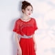 thumbnail image 4 of Chal de encaje de verano versátil chaleco corto fino vestido de dama de honor hombro hilo exterior falda a juego blusa para mujer, 4 of 6