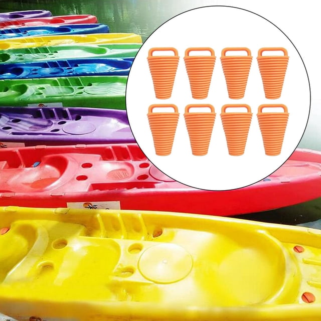 Tapón de desagüe para kayak de 8 piezas, tapones para agujeros de drenaje de canoa, TPE portátil con asa, tapón de drenaje de kayak duradero para cano Naranja DYNWAVEMX Tapones para imbornales de kayak