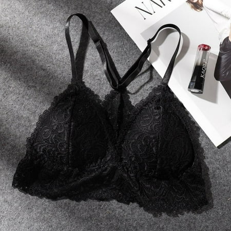 

Altssales Women Lace Hem Cross Back Wirefree Padded Bra