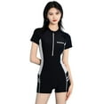 thumbnail image 3 of Women Short Sleeve Swimsuit Zip Bathing Suit Summer Athletic Swimming Suits S, 3 of 8