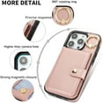 thumbnail image 2 of Allytechgroup iPhone 13 Pro Max Wallet Case, Ring Holder Stand Cards Slots Shockproof Retro Flip Back Cover Phone Case for Apple iPhone 13 Pro Max, Rosegold, 2 of 7