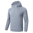 thumbnail image 2 of QPNGRP Men's Casual Pullover Lightweight Hoodie Long Sleeve Solid Waffle knitted Hooded Plus Size LightGrey XL, 2 of 6
