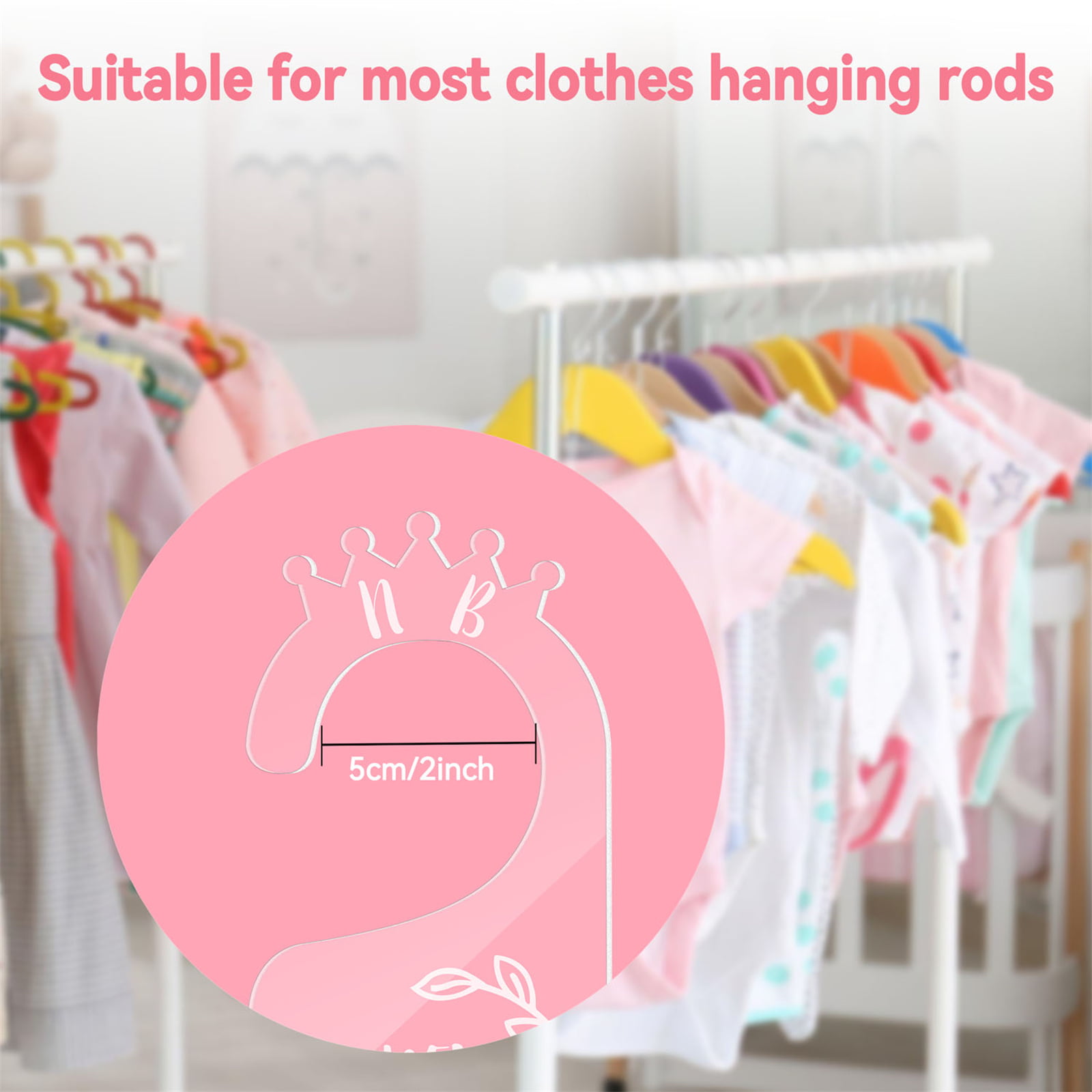 18-24 Months, 2T, 3T, 4T, 5T Acrylic Laurel Baby Clothes Hangers, Baby  Clothes Dividers, Acrylic Baby Hangers 
