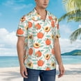thumbnail image 3 of Naloa Peach Print Authentic Hawaiian Shirt, Men's Tropical Aloha Shirt for Summer Parties Vacations,Medium, 3 of 7