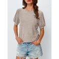thumbnail image 6 of Women'S Tops Sweater Long Tunic Dressy Casual Blouses Business Cute Trendy Short Sleeve Shirt Khaki S, 6 of 9