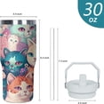 thumbnail image 2 of Tumbler with Handle and Flip Straw for Women Men, 30oz Cute Cat Stainless Steel Insulated Cup, Water Bottle Travel Coffee Mug, Gifts for Animal Lovers, 2 of 6