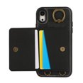 thumbnail image 4 of for iPhone XR PU Leather Case, Card Slots and Zipper Pocket Kickstand, Classic Protective Shockproof Lightweight Ultra Slim lip Case Finger Ring Wrist Strap for iPhone XR, Black, 4 of 7