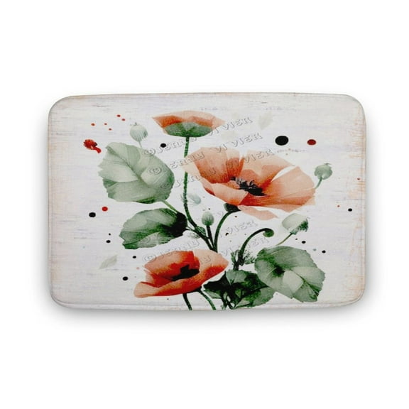 Poppy Flower Printed Bathroom Rugs Ultra Soft Bath Rugs - Bath Mats for Bathroom, Machine Wash, Non Slip Backing Rubber,Bathroom Rug 20"x32"