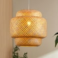 thumbnail image 1 of ZXNYH Rattan Pendant Lights, Large Wicker Chandelier Hand-Woven Boho Pendant Light Rattan Basket Hanging Light for Dining Room Kitchen Island Living Room, 1 of 7