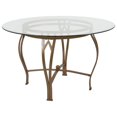 thumbnail image 1 of Syracuse 48'' Round Glass Dining Table with Matte Gold Metal Frame, 1 of 3