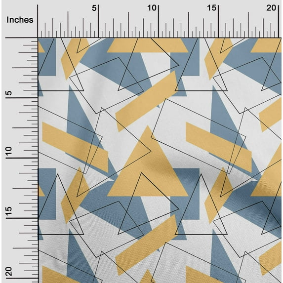 oneOone Organic Cotton Poplin Twill Fabric Rectangle & Triangle Geometric Decor Fabric Printed BTY 42 Inch Wide
