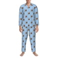 thumbnail image 3 of Fotbe Brown French Bulldog Pattern Long Sleeve Pajama Set for Men,Sleepwear Set,2-piece Loungewear Set,Soft PJs Comfy Nightwear with Pockets-Small, 3 of 7
