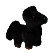 Plush Black Horse Stuffed Animal Toy, Soft Cuddly Pony Figure for Kids, Realistic Furry Horse Doll, Perfect Gift for Children, Nursery Decor, Collectible Plushie, 10 Inches Tall, Safe Materials