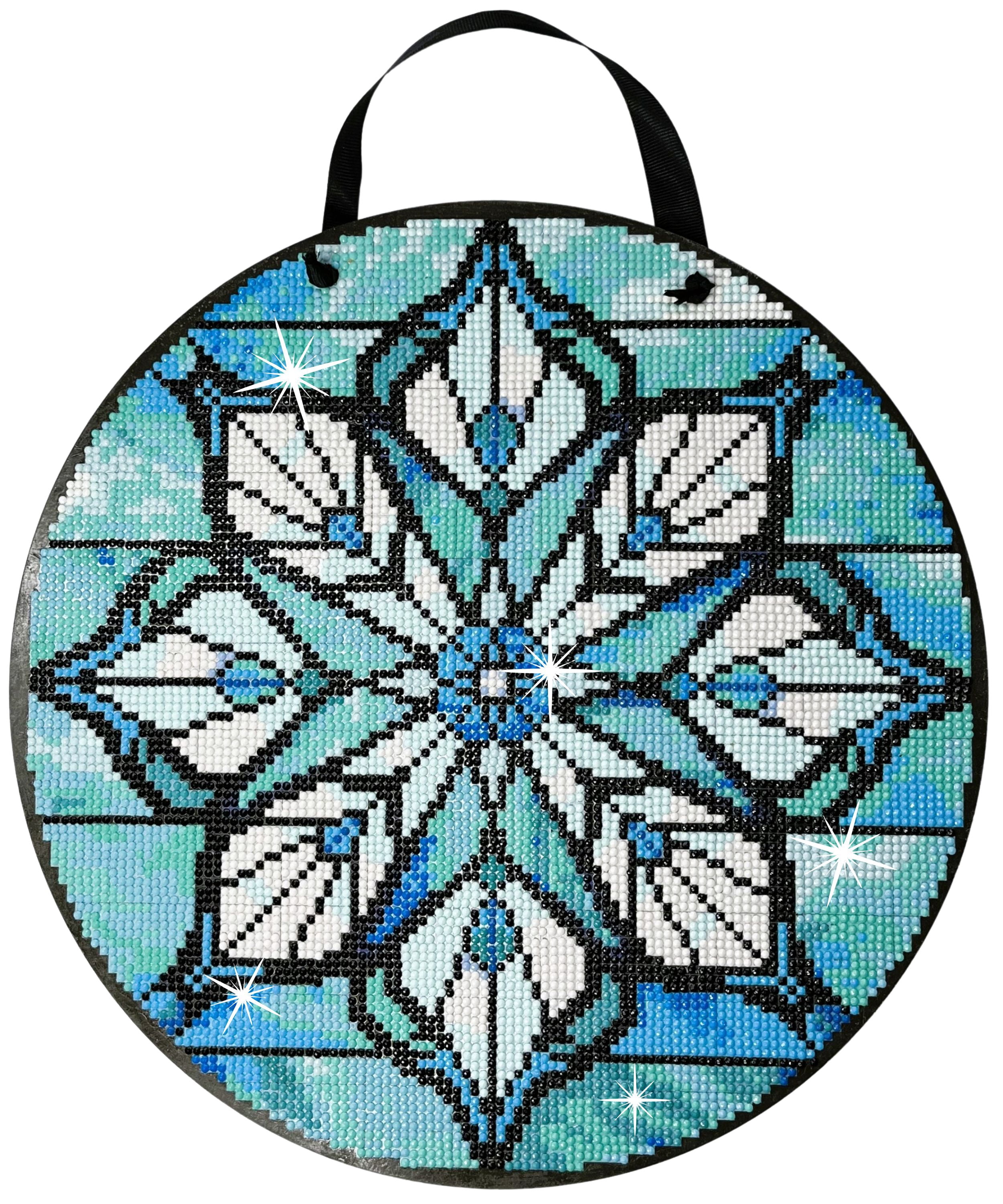 Diamond Art Painting Kit, Door Hanger Sign, 14 Piece Set, Christmas Snowflake Design
