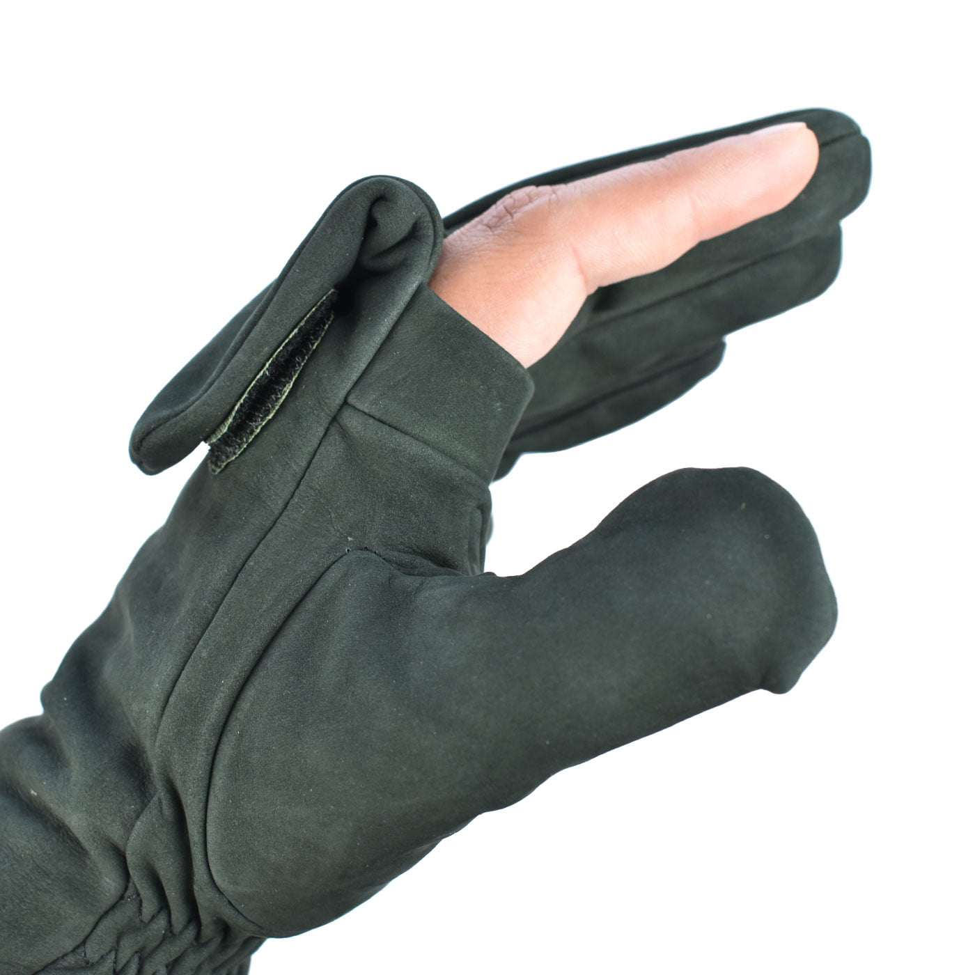 Percussion Leather Gloves Trigger Finger Warm Country Hunting Shooting 