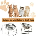 thumbnail image 4 of Elevated Cat Food Bowls With Stand, 2-Pack Raised Stainless Steel Pet Dishes, Tilted Whisker Relief Design For Cats & Small Dogs, Anti-Slip Metal Bowls For Food & Water, 4 of 5